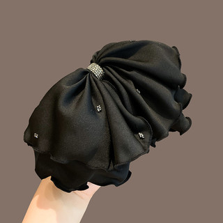 Kẹp tóc nơ lớn màu đen satin cảm giác cao cấp kẹp tóc buộc nửa sau đầu kẹp tóc đuôi ngựa khí chất trẻ em Phụ kiện tóc