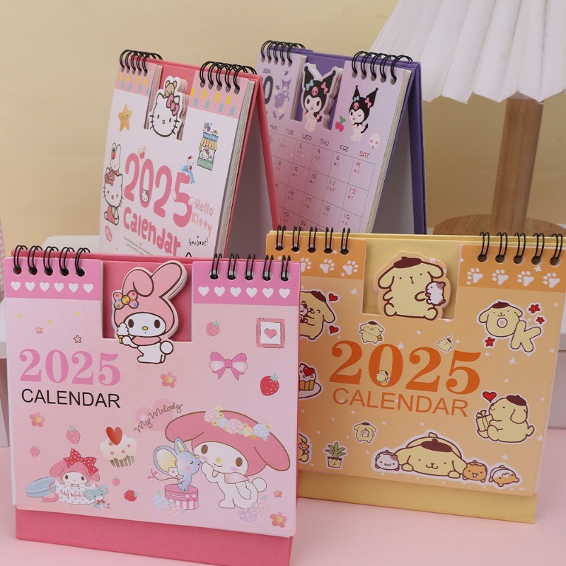 Lịch Để Bàn Sanrio 2025 - Lịch Sách Kỷ Lục Cuộn Dây Đứng - Hoạt Hình Dễ Thương Anime Puppy, Mèo Con, Họa Tiết Thỏ - Văn Phòng Phẩm Sinh Viên - Trang Trí Máy Tính Để Bàn Văn Phòng Tại Nhà