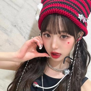 Mũ Beanie PURECOTTON0 và Quỷ Ngôi Sao Sọc, Móc Mũ Bò Dệt Kim Hình Mèo, Phong Cách Y2K Dễ Thương Cho Thu Đông