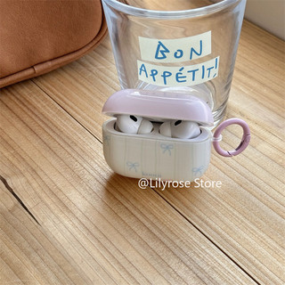 Ốp Màu Hồng Cho AirPods 4 [2024] AirPods Pro2 Pro 3 2 1 Bảo Vệ Tai Nghe Không Dây Apple Nơ Xanh
