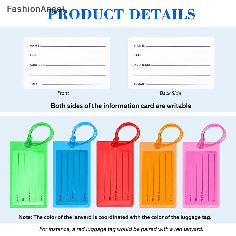 Fashionangel Mềm Pvc Du Lịch Thẻ Hành Lý Máy Bay Màu Silicon Bán Buôn Vali Nhãn Phụ Kiện Túi Tên Thẻ Tay Áo VN