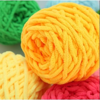 Len nhung đũa mềm mại, đủ màu cuộn 100g cỡ sợi 5mm Dùng Để Móc Gấu Dâu,Thú Bông Hoặc Đan Khăn Quàng Len Sợi To