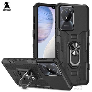 Dành Cho Vivo Y02 4G / Y02A / Y02t Ốp điện thoại PC Cứng Mặt Sau Mềm TPU Edge Bảo Vệ Camera Vòng Giá Đỡ Chân Đế Chống Sốc Mỏng Vỏ