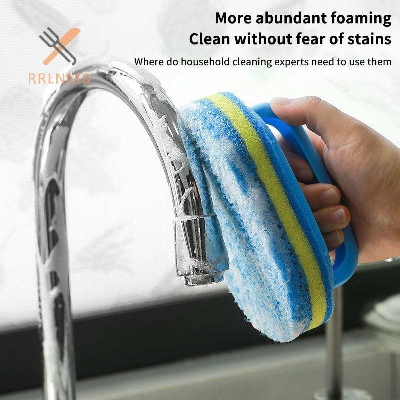 Rrlnmd Bọt Biển Bàn Chải Làm Sạch Có Tay Cầm Bồn Tắm Ngói Chà Bàn Chải Nhà Bếp Phòng Tắm Vệ Sinh Bàn Chải Xốp Hộ Gia Đình Vật Dụng Vệ Sinh MỚI