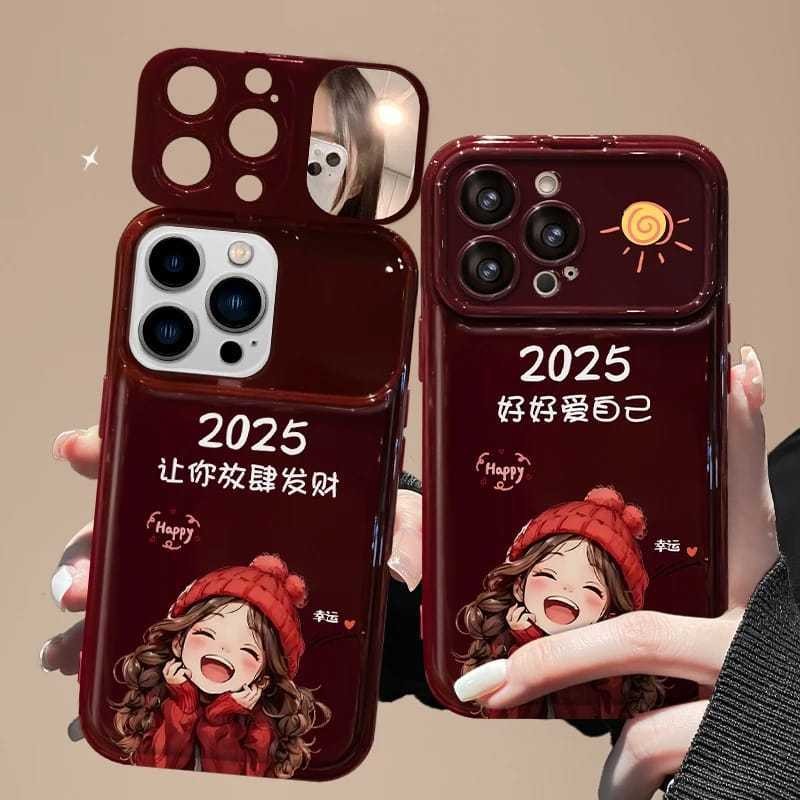 2025 yêu bản thân và để bạn làm giàu, Ốp điện thoại phù hợp 16Promax1 5Plus/14 gương 13mini/12/X