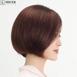 SHCER Bob Tóc Giả Thẳng Có Nổ, Phần Tổng Hợp Mặt Ngắn Đen Nâu Tóc Giả, Tóc Giả Giả Giả Tự Nhiên Phụ Nữ Bob Tóc Giả Hàng Ngày
