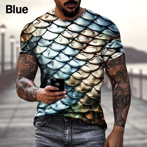 Áo thun nam in 3D da rắn thời trang đường phố-áo cá tính ngầu, S-5XL cỡ