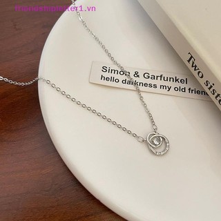 {Fh Fashion} Vòng cổ mặt dây chuyền Zircon hình tròn tinh tế màu bạc Dây chuyền xương đòn nhẹ phù hợp đơn giản dành cho nữ Trang sức thời trang.