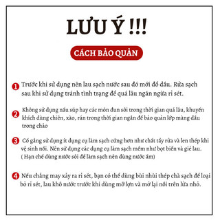 Chảo Thép Chống Dính Chiên Xào Bunnies Chảo Thép Tôi Sẵn Carbon Chịu Nhiệt Cao Không Rỉ Cán Gỗ Sồi Cao Cấp 3 Kích Cỡ