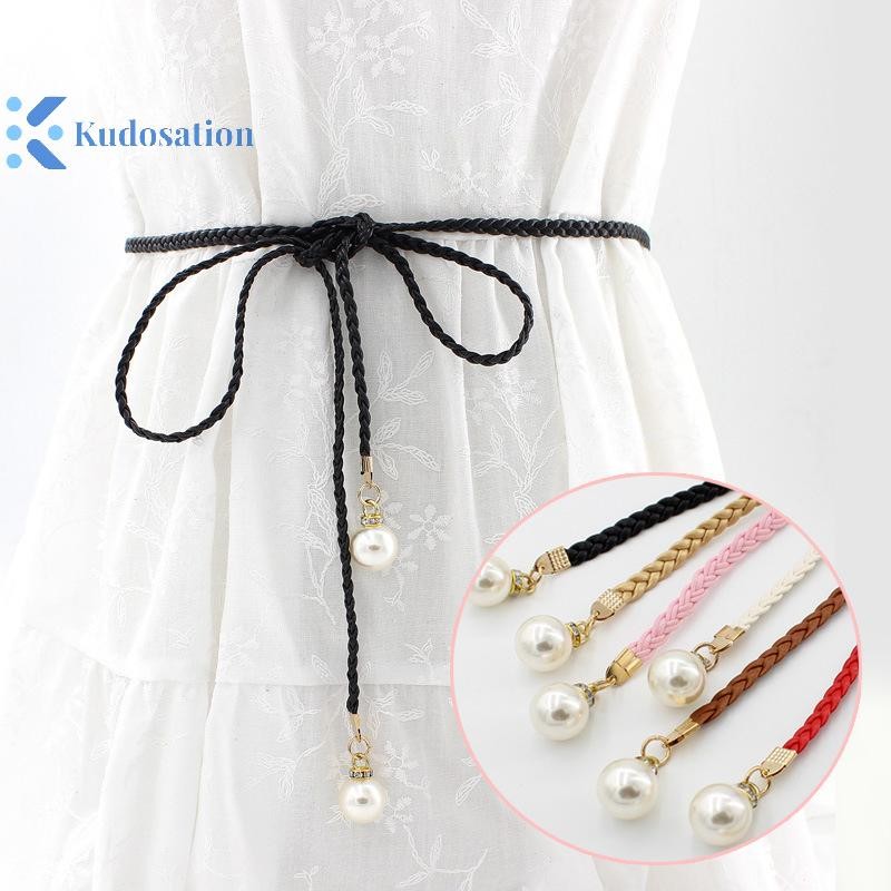 Kudosation Sáng Tạo Mỏng Thắt Lưng Mô Phỏng Ngọc Trai Co Giãn Thắt Lưng Nữ Đầm Váy Trang Trí Quà Tặng Thắt Lưng Nữ
