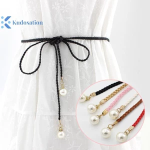 Kudosation Sáng Tạo Mỏng Thắt Lưng Mô Phỏng Ngọc Trai Co Giãn Thắt Lưng Nữ Đầm Váy Trang Trí Quà Tặng Thắt Lưng Nữ
