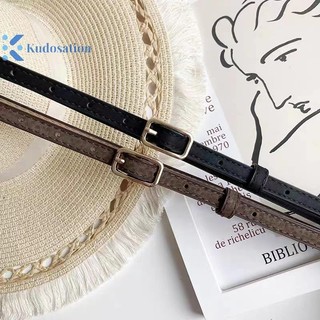 Kudosation Retro Pháp Thắt Lưng Da Nữ Unisex Thắt Lưng Khóa Thắt Lưng Nữ Quần Jean Thắt Lưng Nam Thắt Lưng Mỏng Thắt Lưng