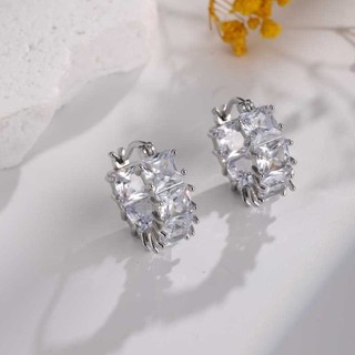 Châu Âu Mỹ ins Phong Cách Mới Đơn Giản Đính Đá Zircon Bông Tai Nữ
