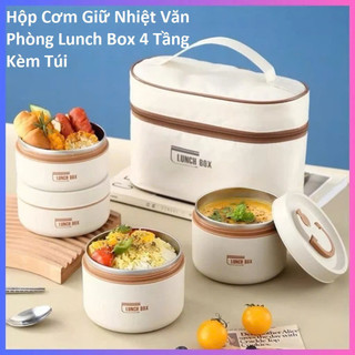 HỘP CƠM 3 TẦNG LUNCH BOX /LUCKY / BENTO BOX TẶNG KÈM TÚI ĐỰNG + ĐŨA THÌA - cặp lồng 3 tầng lunch Box
