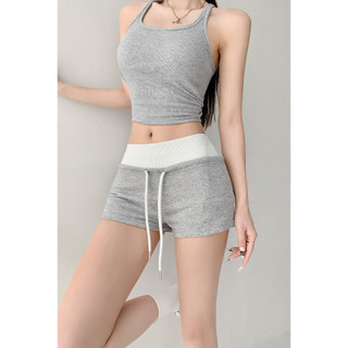 Quần short thể thao nữ dáng rộng viền eo thấp bó sát màu sắc