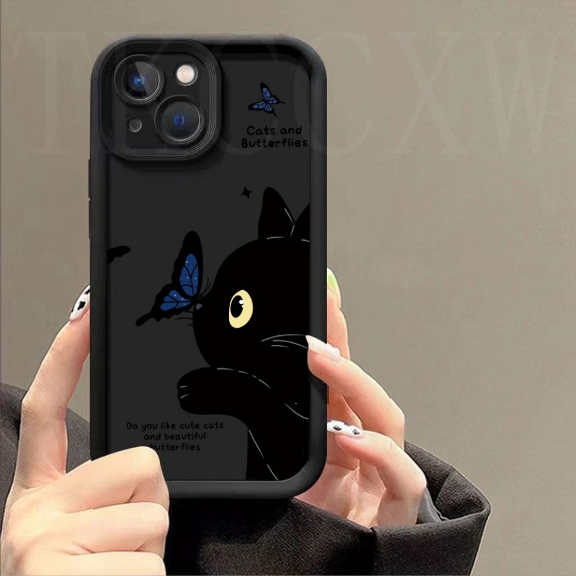 Ốp điện thoại mềm silicon hình mèo đen đáng yêu cho Realme GT Master Edition Q3 Pro Carnival GT Neo 5 SE 2T Q3S Narzo 50A 50i Prime
