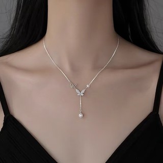 Vòng cổ bướm bạc S925 Trang sức thời trang đơn giản Quà tặng nữ