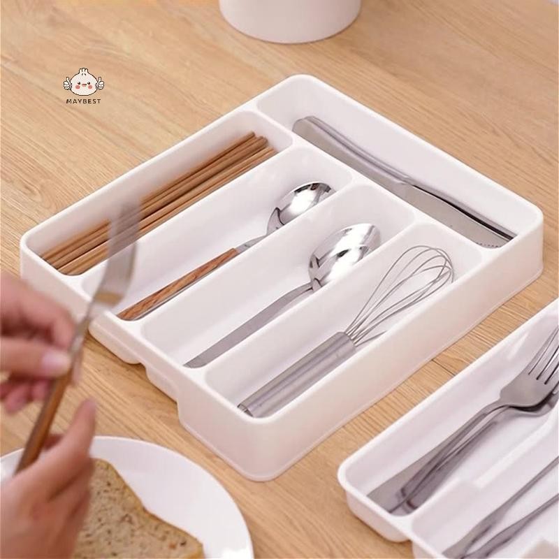 Maybest 4 / 5 Ngăn Dao Kéo Sắp Xếp Ngăn Kéo Hàng Ngày Khay Chia Hình Chữ Nhật Dễ Dàng Làm Sạch Nhà Bếp Thìa Nĩa Hộp Tách {VN}