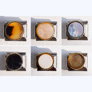 Mô Hình Ý Mô-đun Vòng Tay Mẹ-of-pearl Tròn Đơn Giản Mô-đun DIY Vòng Tay Đàn Hồi Dây Đồng Hồ Có Thể Lắp Ráp Dây Đeo Tay