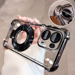 Ốp Mềm Oppo Reno 14F 2025 Cho Oppo Reno 14 13 Pro 13Pro 13F Reno14Pro Reno15F 4G 5G Vỏ Chống Sốc Thạch Trong Suốt Có Giá Đỡ Từ Tính Dày Túi Khí Ốp Lưng Điện Thoại