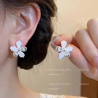 Bông tai hoa pha lê nhân tạo Zircon kim bạc dành cho nữ Phụ kiện đi lại ngọt ngào và thời trang Hàn Quốc