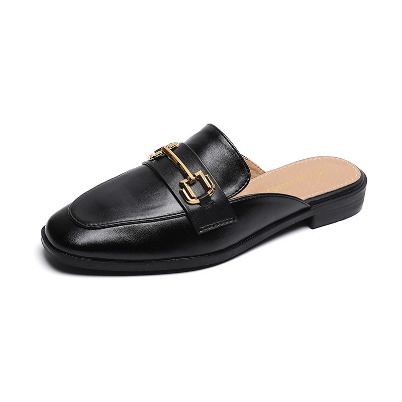 Size Lớn (35-43) 340-6 Baotou Nửa Dép Nữ Mặc Bên Ngoài Phù Hợp Với Pháp Retro Flat Dép Size Lớn Giày Muller Chống Trơn Trượt Giày Nữ Thoải Mái 0420