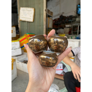 Cóng sứ chào mào vẽ vàng cóng sứ cho chim chào mào 1 bộ 3 món
