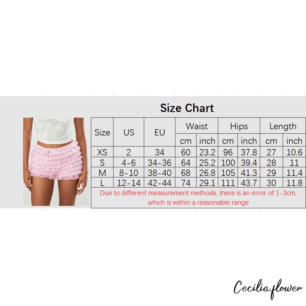 Nữ Mùa Hè Xù Quần Short Frilly Nhiều Lớp Lưới Quần Ngắn Ngọt Ngào Dễ Thương Bloomers