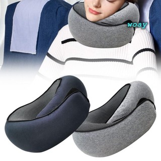Gối cổ du lịch WOAY, Gối xốp có thể điều chỉnh cổ và cằm, hình chữ U mềm mại thoải mái với túi dây rút Đệm máy bay