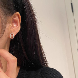 S925 Bạc Hình Học Zircon Bông Tai Trang Sức Thời Trang Đơn Giản Quà Tặng Nữ