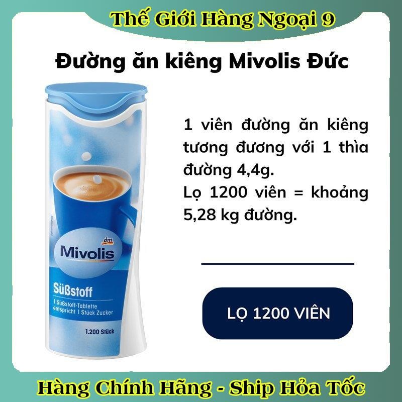 ĐƯỜNG ĂN KIÊNG MIVOLIS Substoff CHO KETO, DAS TIỂU ĐƯỜNG HỘP 1200 VIÊN của Đức -Date Mới Đủ Bill