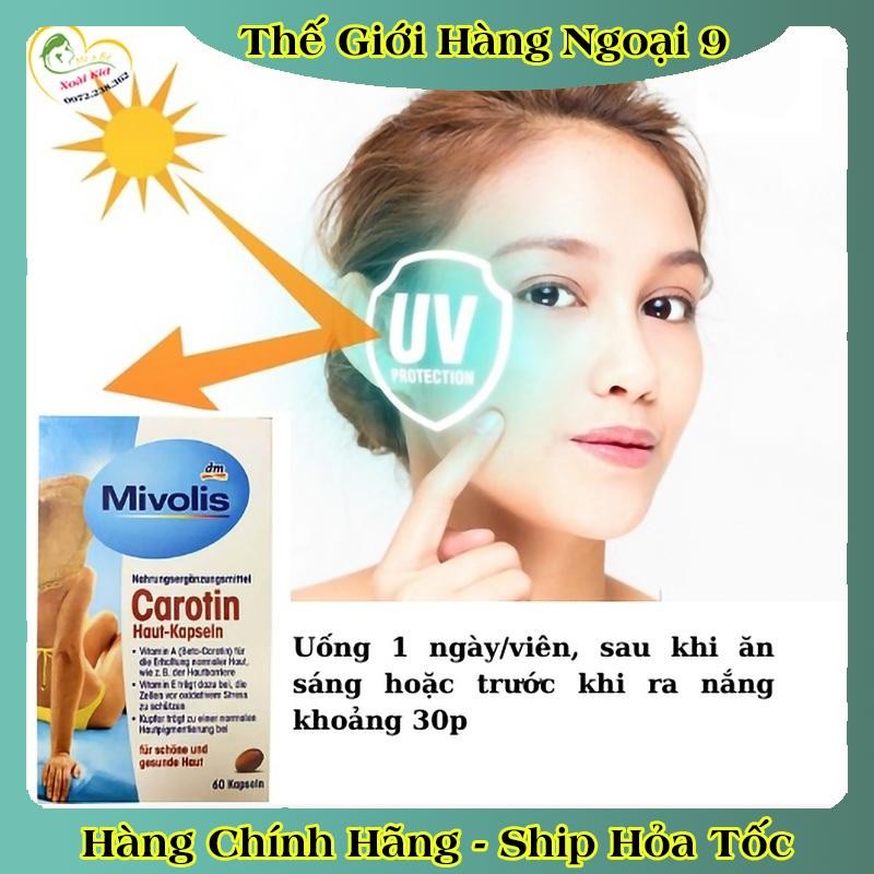 [Đủ Bill] [Tách lẻ] Viên Uống Chống Nắng Mivolis Carotin Hộp 60 Viên - Hàng Đức Chính Hãng