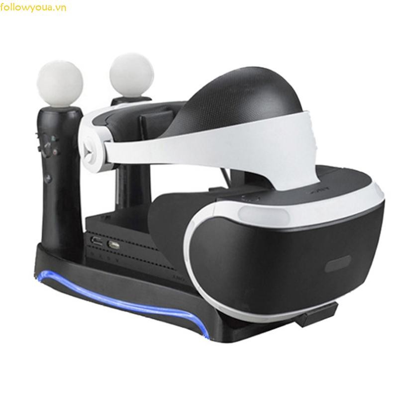 Fol 4 in1 PSVR Đế trưng bày sạc VR Kính kết nối Bộ lưu trữ có đèn làm mát Giá đỡ đa chức năng