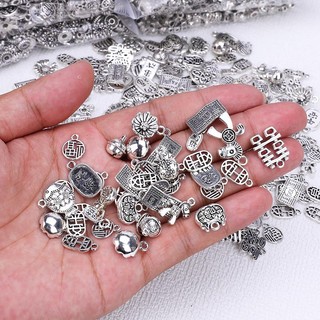 Phụ kiện hỗn hợp mạ vàng và bạc, bộ trang sức đan hạt DIY, mặt dây chuyền kiểu Trung Quốc mới, đế hoa, hạt spacer thẳng