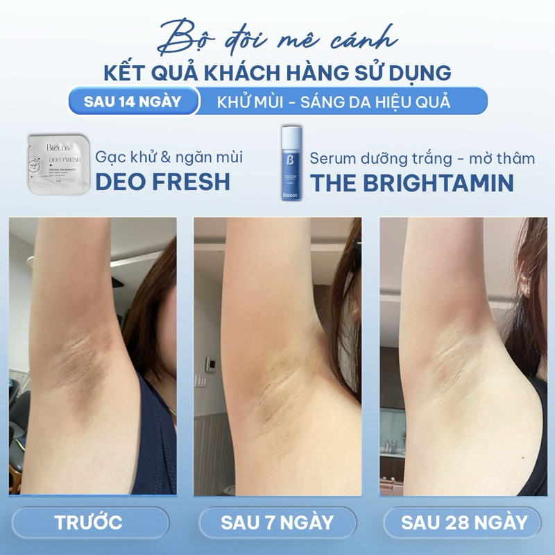 [Chính Hãng] 10 Gạc lau khử mùi và ngăn tiết mồ hôi + Serum Dưỡng Sáng Da Mờ Thâm Brightamin Armpits