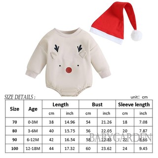 / / -Baby Boy / Girl Áo liền quần dài tay cổ tròn in hình nai sừng tấm có mũ