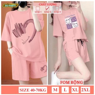 Set đồ nữ mùa hè mẫu DBN9+10,Đồ bộ nữ dáng rộng chất co giãn thoáng mát, Áo phông nữ tay cộc, Quần đùi nữ thời trang