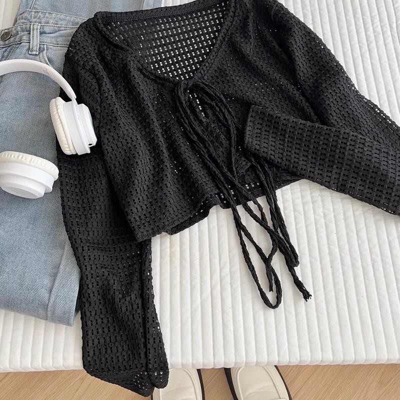 Áo khoác lưới cardigan thắt nơ xixeoshop Jacket Nữ Women Top V470