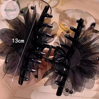 Deyangk Hàn Quốc Nữ Thời Trang Lưới Hoa Phụ Kiện Tóc Organza Ngọc Trai Đen Cầm Mũ VN