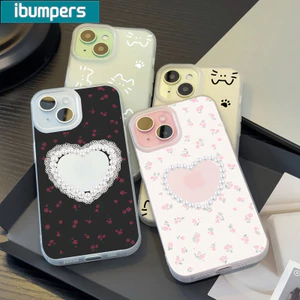 ibumpers Ốp Lưng IPhone Xinh Hàn Quốc Trái Tim Tình Yêu Họa Tiết Hoa Ốp Điện Thoại Trong Suốt Nhám Mờ TPU Mỏng Chống Sốc Chống Bẩn Cho IPhone 16 15 14 12 13 11 Pro Max IP 7 8 Plus X XS XR