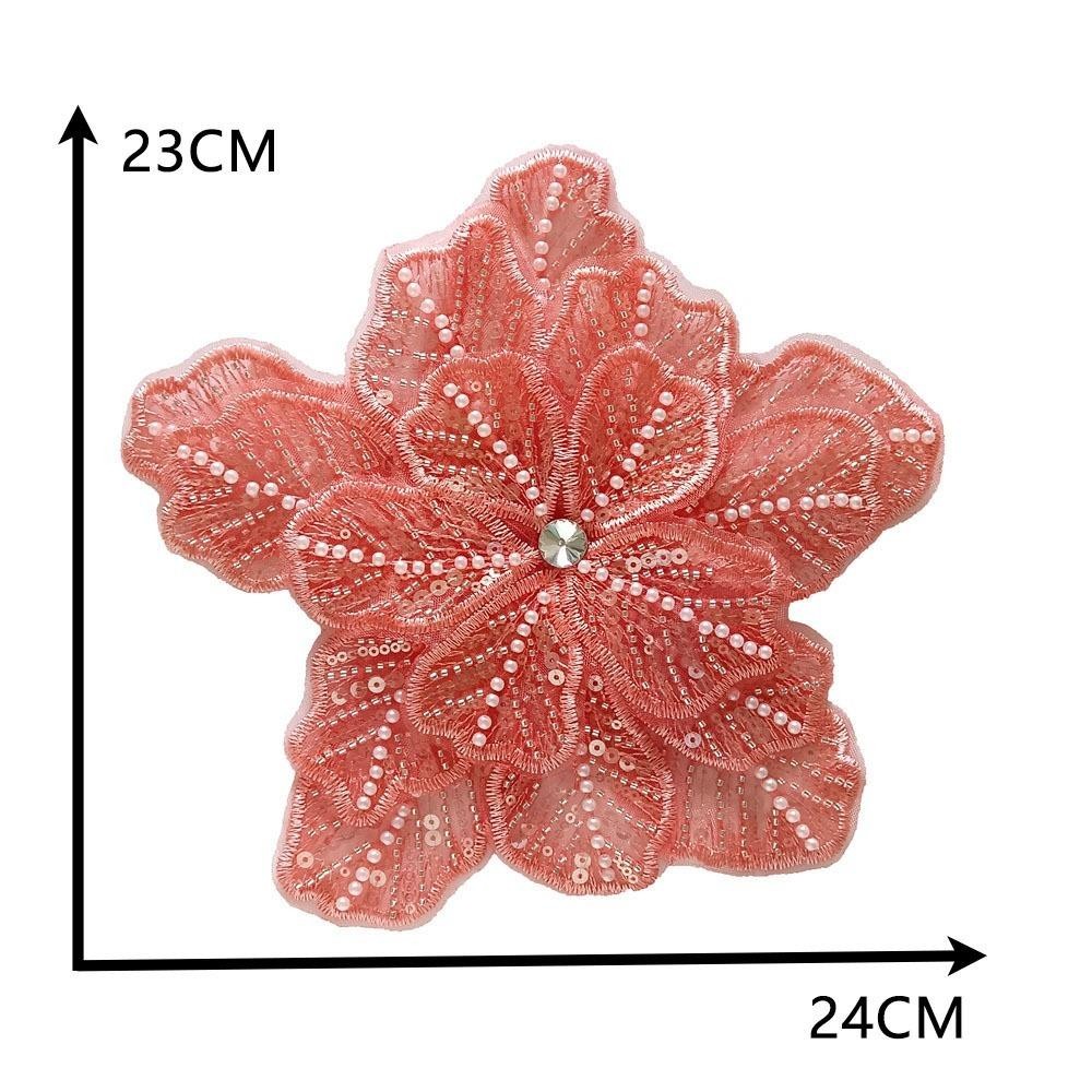 MERIGGIARE Miếng Dán Hoa, Hạt Ren Ba Lớp May Trên Miếng Dán, Trang Trí Đầm Trang Trí May Quần Áo DIY Trang Trí Đầm Táo Cho Đầm