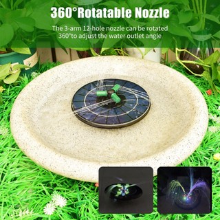 Máy bơm đài phun nước năng lượng mặt trời đầy màu sắc 6W với 360°Vòi phun xoay RGB LED Light Máy bơm nước năng lượng mặt trời có pin Tự động tắt Đài phun nước nổi 9 Inch cho vườn tắm chim ao nhỏ