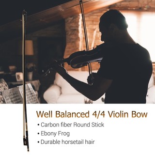 4 / 4 Violin Fiddle Nơ Sợi Carbon Tròn Dính Gỗ Mun Ếch Đuôi Ngựa Tóc Cân Bằng Tốt