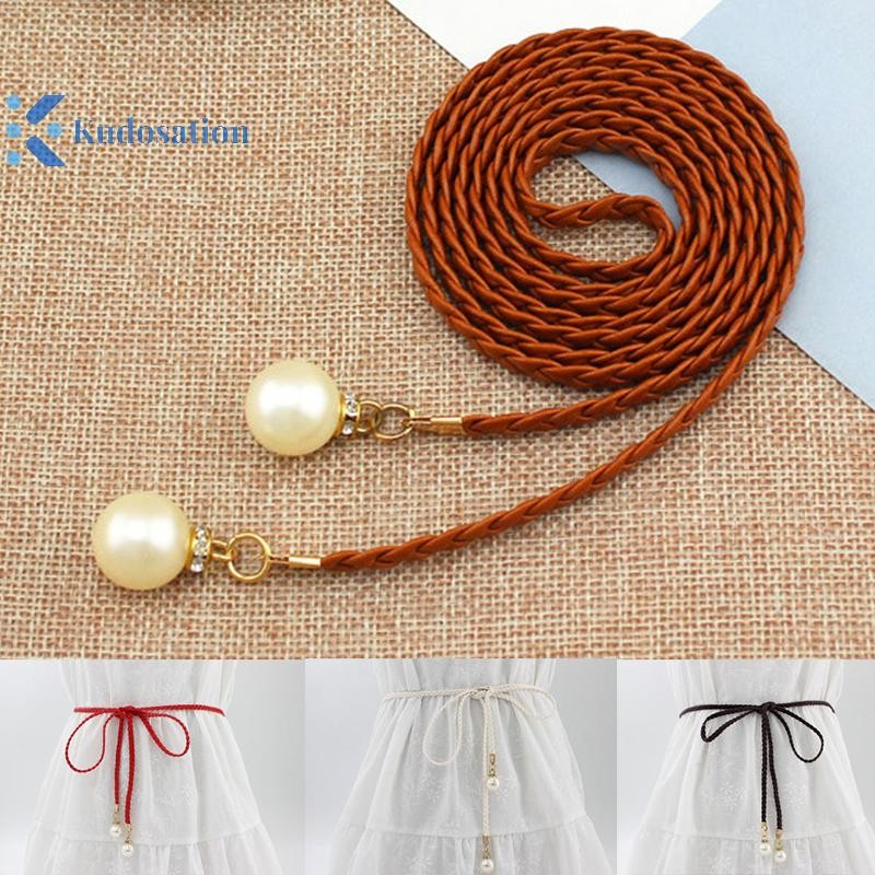 Kudosation Sáng Tạo Mỏng Thắt Lưng Mô Phỏng Ngọc Trai Co Giãn Thắt Lưng Nữ Đầm Váy Trang Trí Quà Tặng Thắt Lưng Nữ