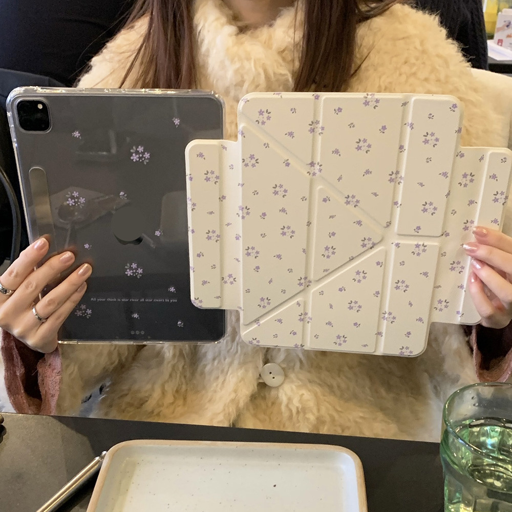 Vỏ Có Thể Tháo Rời Cho Mini6 Mini7 IPad 5 6 7 8 9 10th 11th A16 Air2 Air4 Air5 Air6 10.9 "Pro11 Pro12,9 2018 2020 2021 2022 Air M2 M3 Pro M4 11 13 2024 2025 Hoa Tím