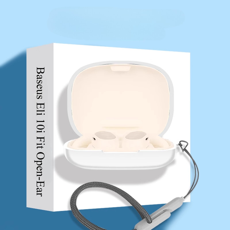 Dành Cho Baseus Eli 10i Fit Open-Ear Ốp Lưng Silicon Màu Trơn Vỏ Bảo Vệ Tai Nghe Chống Sốc Bảo Vệ Tay Mềm Tai Nghe Nhét Tai Da