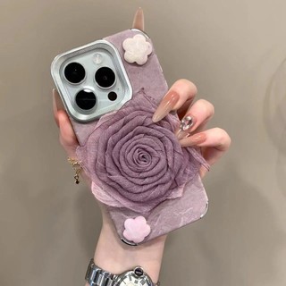Ốp Điện Thoại Di Động Họa Tiết Núi Tuyết Lông Vũ Sợi Hoa Hồng Cho iPhone16 Pro Max 15 14 13 12 11 Pro Max Chống Sốc Bảo Vệ Camera Ốp Lưng Mềm Chống Rơi