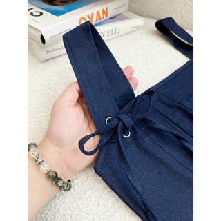 Set áo 2 dây denim corset cột dây chiết eo phối chân váy maxi dáng dài _SEP House