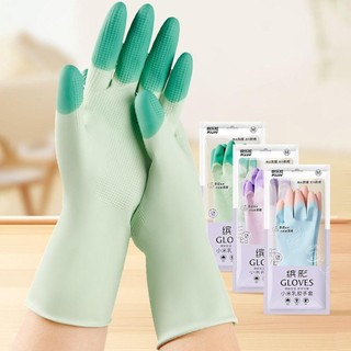 Găng tay cao su FEASTLY, Găng tay rửa chén bền chống thấm nước, Găng tay làm việc nhà mở rộng dày