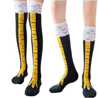 Chân Gà Chân Tất Nữ Dài Tất Hoạt Hình Ngộ nghĩnh Cotton Sáng Tạo Gà Móng Vuốt Nữ 3D In Trên Đầu Gối Tất Cao